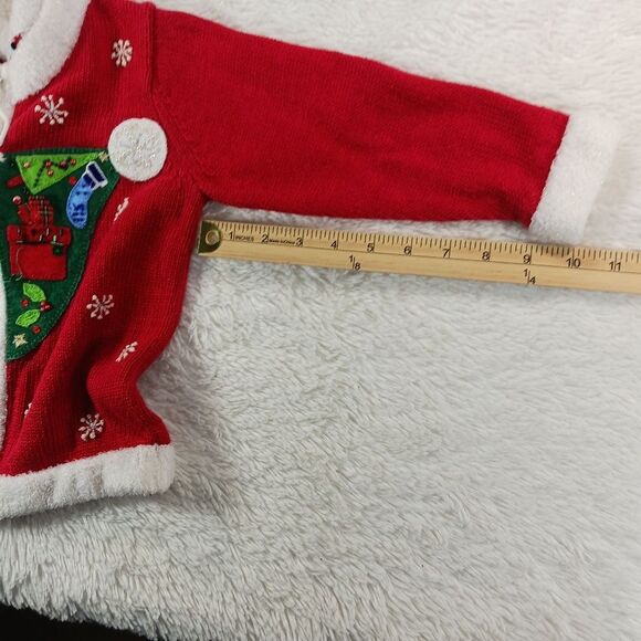 Tiara Girls Appliqué Embellished Zip-Up Christmas Santa Knit Sweater XS/CH-4 - Picture 10 of 10
